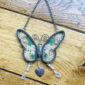 Glass, Pressed Flower Butterfly Window Art